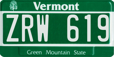 VT license plate ZRW619