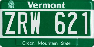 VT license plate ZRW621