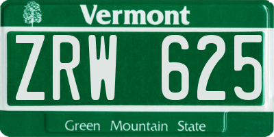 VT license plate ZRW625