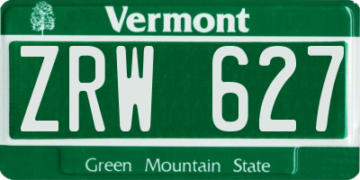VT license plate ZRW627