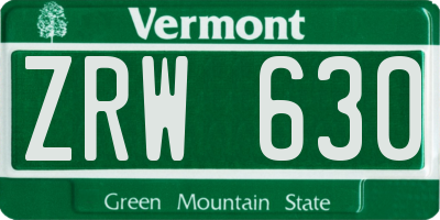 VT license plate ZRW630