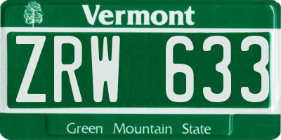 VT license plate ZRW633