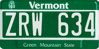 VT license plate ZRW634