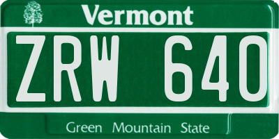 VT license plate ZRW640
