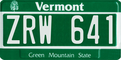 VT license plate ZRW641
