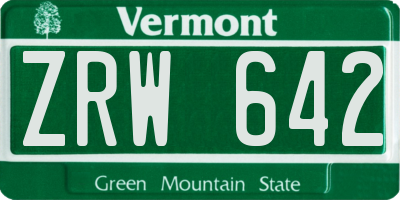 VT license plate ZRW642