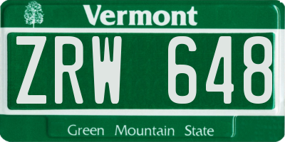 VT license plate ZRW648