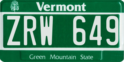 VT license plate ZRW649