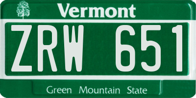 VT license plate ZRW651