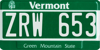 VT license plate ZRW653