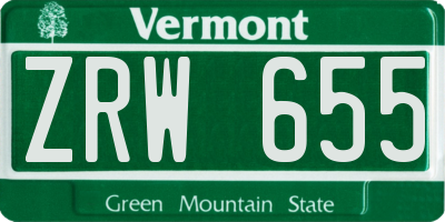 VT license plate ZRW655