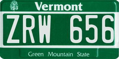 VT license plate ZRW656
