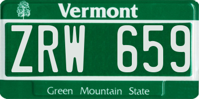 VT license plate ZRW659