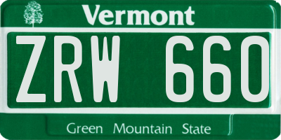 VT license plate ZRW660