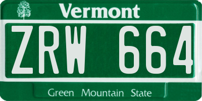 VT license plate ZRW664