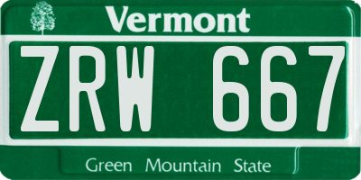 VT license plate ZRW667