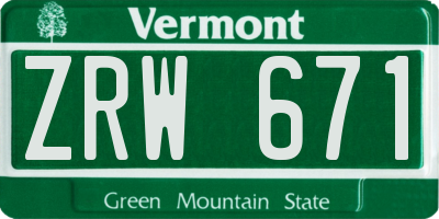 VT license plate ZRW671