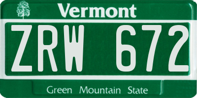 VT license plate ZRW672