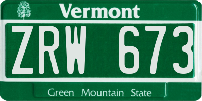 VT license plate ZRW673