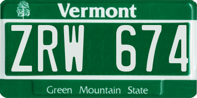VT license plate ZRW674