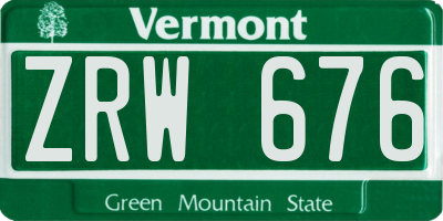 VT license plate ZRW676
