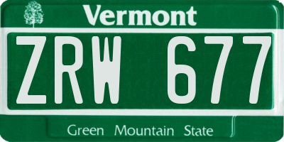 VT license plate ZRW677