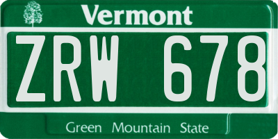 VT license plate ZRW678