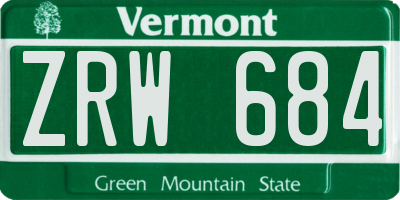 VT license plate ZRW684