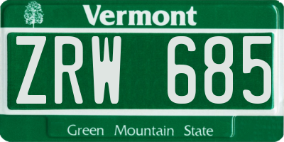 VT license plate ZRW685
