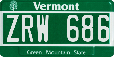 VT license plate ZRW686