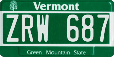 VT license plate ZRW687
