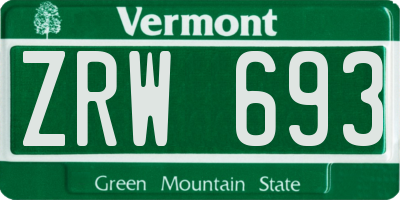 VT license plate ZRW693