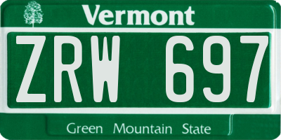 VT license plate ZRW697