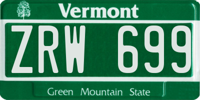VT license plate ZRW699