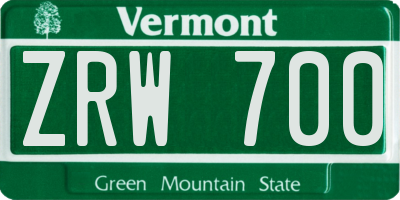 VT license plate ZRW700
