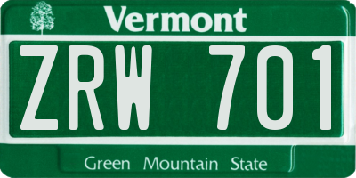 VT license plate ZRW701