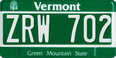 VT license plate ZRW702