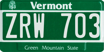 VT license plate ZRW703