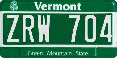 VT license plate ZRW704