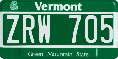 VT license plate ZRW705