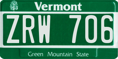 VT license plate ZRW706