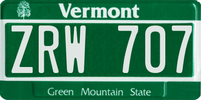 VT license plate ZRW707
