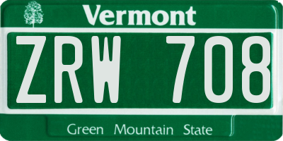 VT license plate ZRW708