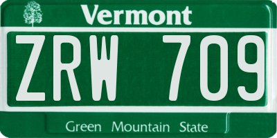 VT license plate ZRW709