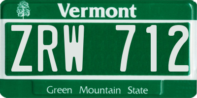 VT license plate ZRW712