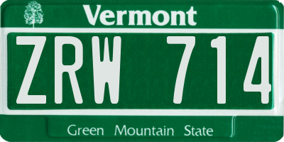VT license plate ZRW714