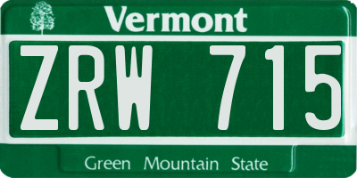 VT license plate ZRW715