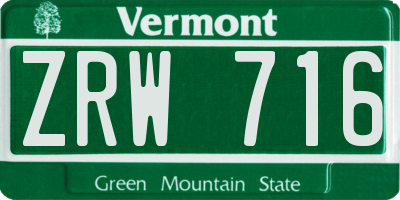 VT license plate ZRW716