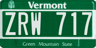 VT license plate ZRW717