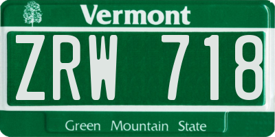 VT license plate ZRW718